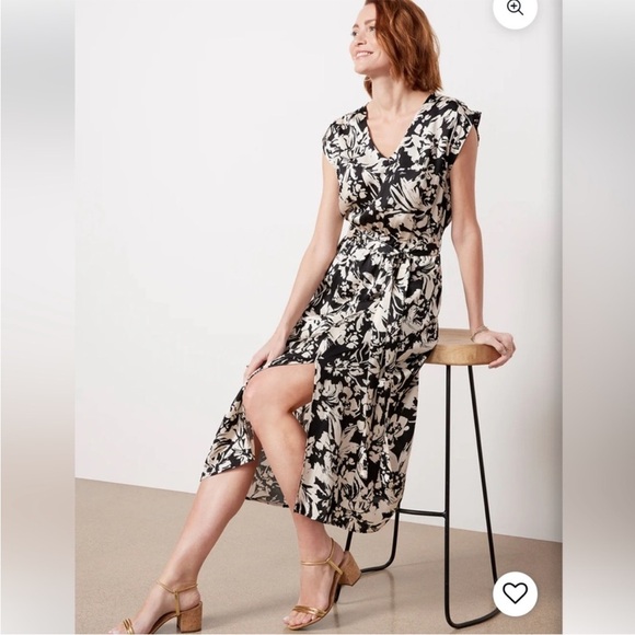 Evereve Winona Satin Floral Midi Dress - Picture 2 of 15